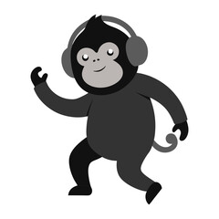 Silhouette vector illustration of an orangutan dancing