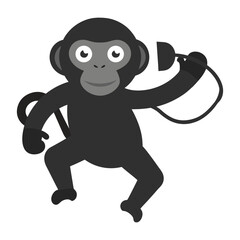 Silhouette vector illustration of an orangutan dancing © Provati