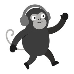 Silhouette vector illustration of an orangutan dancing