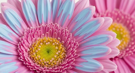 Pink Gerbera Daisy with Blue-Tipped Petals and Yellow Center, Cl
