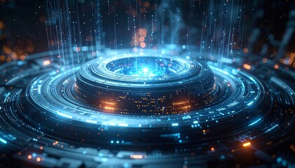 A radiant energy field pulses with concentric rings and particles in a dark sci-fi void.