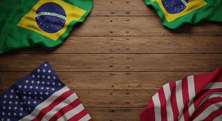  Flag of Brazil and USA