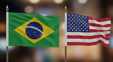 Flag of Brazil and USA