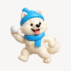 Naklejka premium Playful cartoon dog enjoying winter.