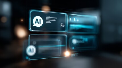 The mesmerizing fusion of technology and artificial intelligence is brought to life in this high-tech digital interface, showcasing a symphony of data streams.