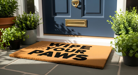 Welcome guests with a playful doormat that reads 'Wipe Your Paws,' perfect for pet lovers seeking a touch of humor and cleanliness at their doorstep