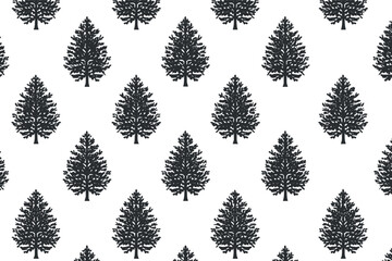 Fototapeta premium A seamless black tree pattern on a white background suitable for various design projects..