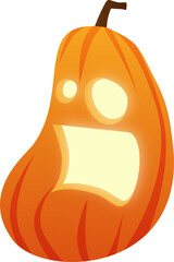 Cartoon Jack-O'-Lantern with a Surprised Expression