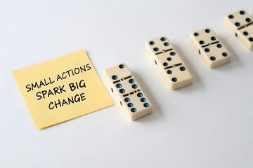 Domino tiles in a line representing a chain reaction