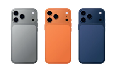 Modern smartphone rear view. Realistic mockup of a mobile device on a white background. Vector illustration for apps, user interface, and web design.