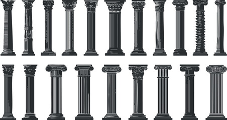Fototapeta premium A collection of various architectural columns showcasing different styles and designs..