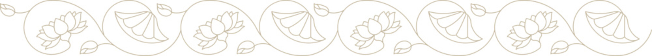 Indian Lotus Floral Motif Decorative Border	