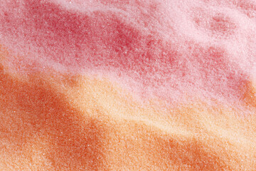 Fototapeta premium Pink gradient sand texture, orange wave, pastel beach vibe, soft shimmer calm