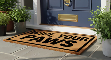 Charming doormat welcomes guests with a playful "Wipe Your Paws" message, adding a touch of personality to any home's entryway with pet-friendly flair