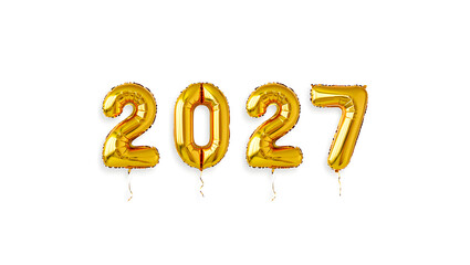 Golden number balloons shape 2027 celebration party event new year festive occasion
