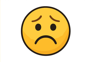 Fototapeta premium Sad face emoji. Unhappy emoticon icon. Vector illustration of a regretful or disappointed smiley. Negative emotion symbol for social media, bad mood, or feedback concept.