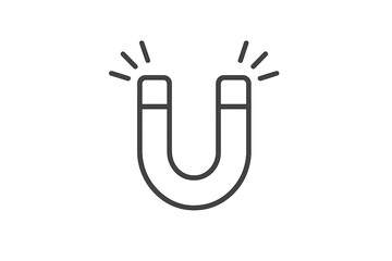 Fototapeta premium Magnet line icon for customer attraction and lead generation. Inbound marketing and retention concept. Horseshoe magnet symbol of pulling force, power, and influence. Vector.