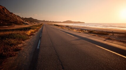 Coastal road at sunrise