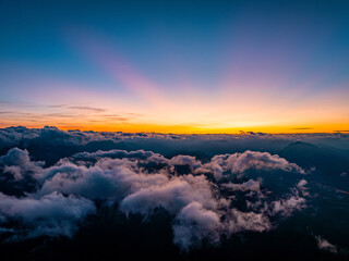 Beautiful and Colorful Sunset above the clouds in the Austrian alps