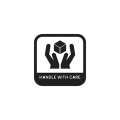 Handle  with care label black