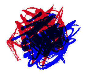 Abstract Artistic Representation of Mental Health Struggles with Chaotic Red and Blue Brush Strokes