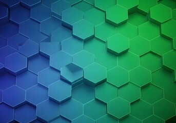Hexagonal pattern background with a blue to green gradient effect