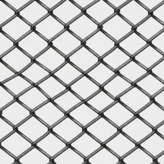 Fototapeta premium 灰色背景に金属製チェーンリンクフェンスのクローズアップ