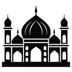 An artistic vector silhouette of the Taj Mahal monument is a popular illustration for India travel and cultural design