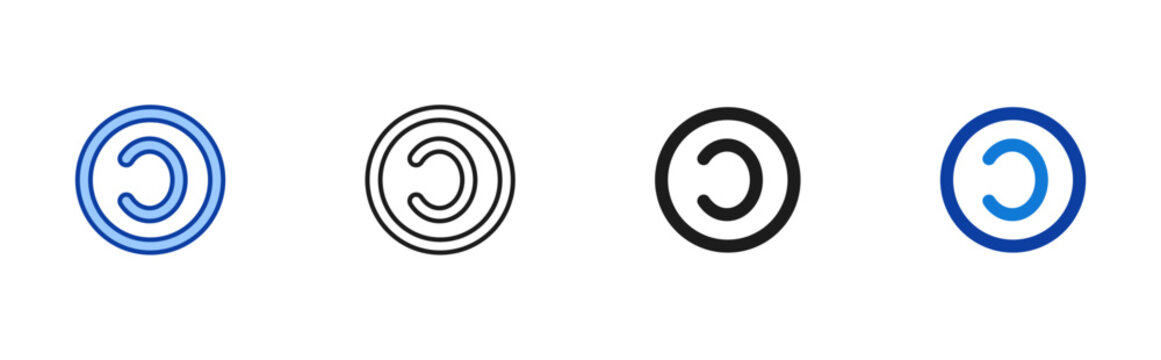 Copyleft icon set containing line, blue and glyph style vector icons