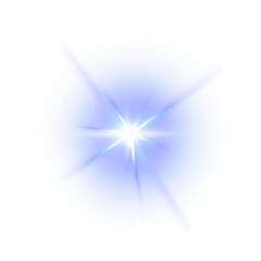 A beautiful blue lens flare light effects PNG, with a sharp, vibrant starburst and glowing aura, perfect for modern and cool-toned designs.

