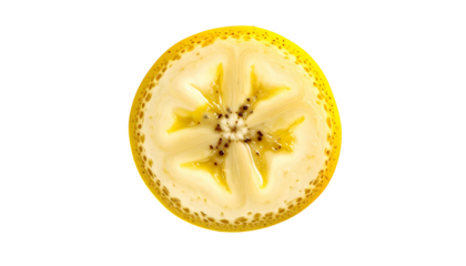 Cross-section of a ripe banana, revealing core and peel details