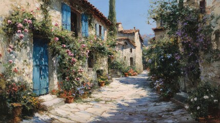 Charming european village street