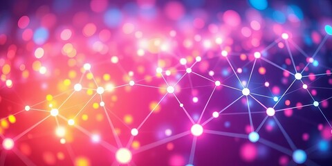 Abstract glowing digital network nodes connecting, nexus, nodes