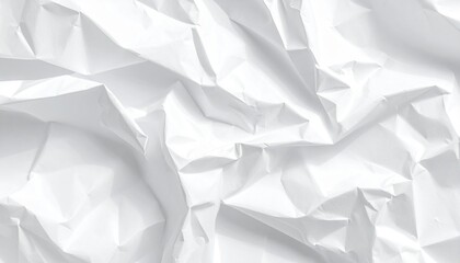 Obraz premium Crumpled white paper texture with natural wrinkle patterns, suitable for use as a background in graphic design, digital artwork, posters, presentations, mockups, and creative projects.
