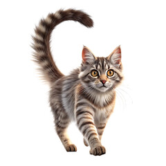 Obraz premium Adorable tabby kitten isolated on transparent background, displaying its playful nature, soft fur, and captivating eyes, making it an irresistible companion