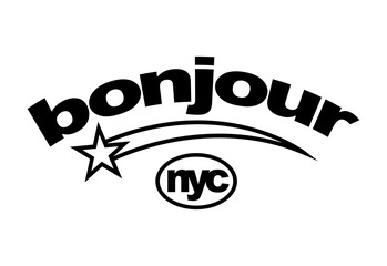 Bonjour typography slogan. Varsity athletic vintage for t shirt. nyc tee shirt graphics, urban print. Vector illustration.