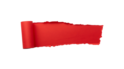 Abstract red painted surface with curled edge against a black background creative artistic element