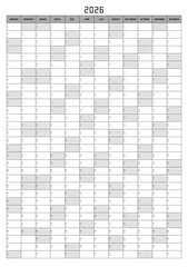 Calendar 2026 year planner template