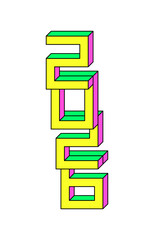 Year 2026 logo with 3d isometric effect