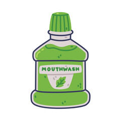 Mouthwash Bottle as Oral Hygiene and Dental Object and Element Vector Illustration