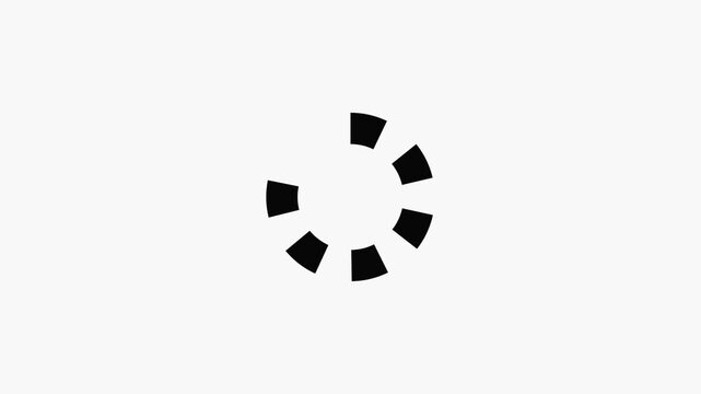 Black and white segmented circle, ring abstract geometric illustration