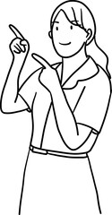 outline drawing  of student in university form gesturing pointing something