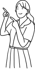 outline drawing  of student gesturing pointing something