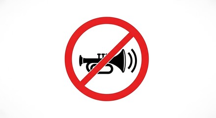 No Honking Sign: Red Circle Prohibition Icon for Quiet Zones and Traffic Regulations