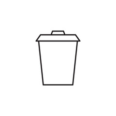 Trash Can Outline Icon for Waste Disposal and Recycling