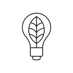 Light Bulb with Leaf Outline Icon for Eco Energy Saving