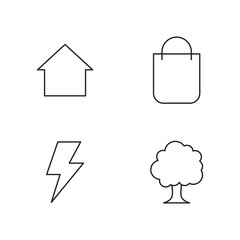 Set of Four Simple Line Icons Home and Power