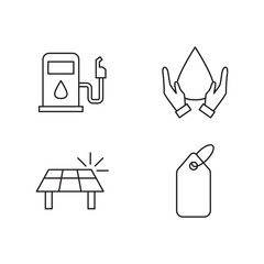 Set of Four Ecology Line Icons Clean Energy Water