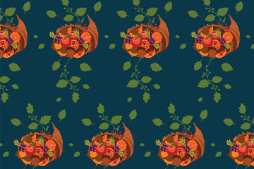 Rustic Style  Warmth with Thanksgiving, Autumn harvest Seamless Pattern for Fabric, table linens, greeting cards, scrapbook paper, wall art