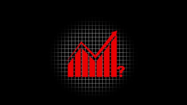 : Business graph red color digital showing financial diagrams steady investment increase in profits. Perfect for stock market analysis, business presentations, and economic projects black